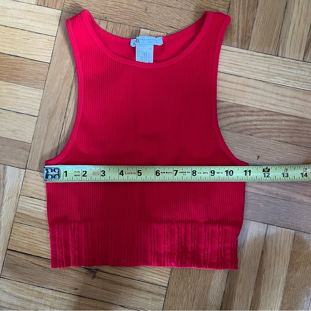 Zara Red Ribbed Cropped Tank - Picture 7 of 8